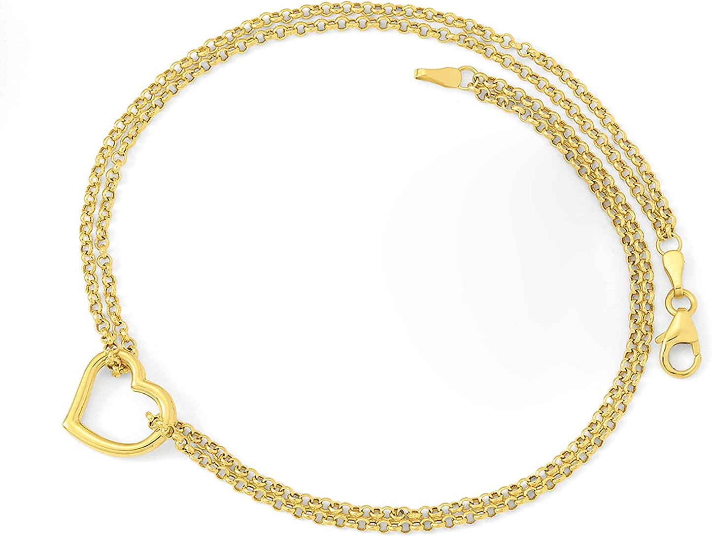 Ross-Simons 14Kt Yellow Gold 2-Strand Heart Center Anklet. 10 Inches Apparel & Accessories > Jewelry > Anklets Ross-Simons   