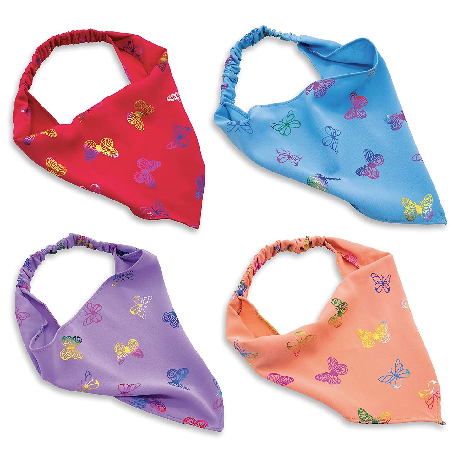 FROG SAC 4 Tie Dye Scarf Headbands for Girls, Tie-Dye Bandana Headband Hair Accessories for Kids, Hair Kerchiefs for Teens, Soft Stretch Girl Head Bands, Cottagecore Boho Bandanas Scarves Apparel & Accessories > Clothing Accessories > Bandanas & Headties FROG SAC Butterfly  