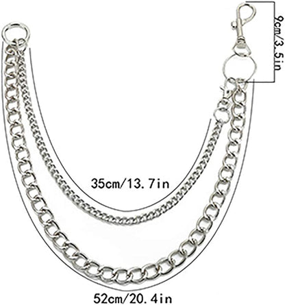 Bomine Hip Hop Pants Jean Chain Goth Punk Silver Trousers Chains Biker Heavy Thick Wallet Pocket Chains Silver Keychains Body Jewelry for Men and Women (Silver) Apparel & Accessories > Jewelry > Body Jewelry Bomine   