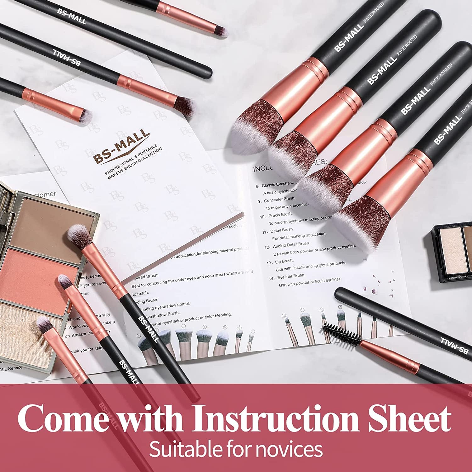 Makeup Brushes BS-MALL Premium Synthetic Foundation Powder Concealers Eye Shadows Makeup 14 Pcs Brush Set (A-Rose Golden) Health & Beauty > Personal Care > Cosmetics > Cosmetic Tools > Makeup Tools BS-MALL   