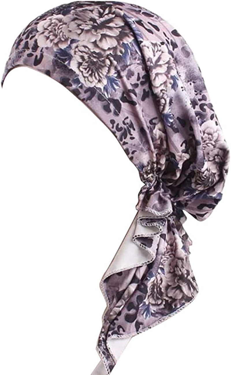 Summer Chemo Scarf Lightweight Silky Beanie Ruffle Cap Cancer Headwear for Womens Apparel & Accessories > Clothing Accessories > Headwear DancMolly Style 09, Pattern B  