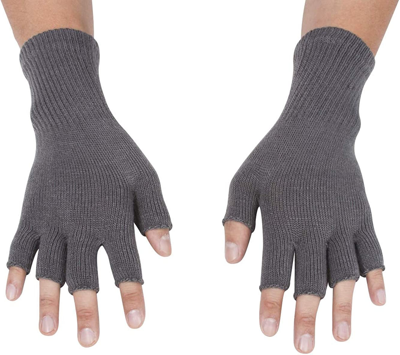 Gravity Threads Unisex Men Women Half Finger Stretchy Knit Fingerless Winter Gloves Apparel & Accessories > Clothing Accessories > Gloves & Mittens Gravity Trading Grey  