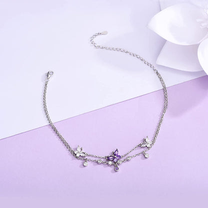ATTRACTTO Butterfly Anklet Bracelets for Women 925 Sterling Silver Layered Anklets for Sea Beach Foot Ankle for Teen Girls Wife Girlfriend Mother Apparel & Accessories > Jewelry > Anklets ATTRACTTO   