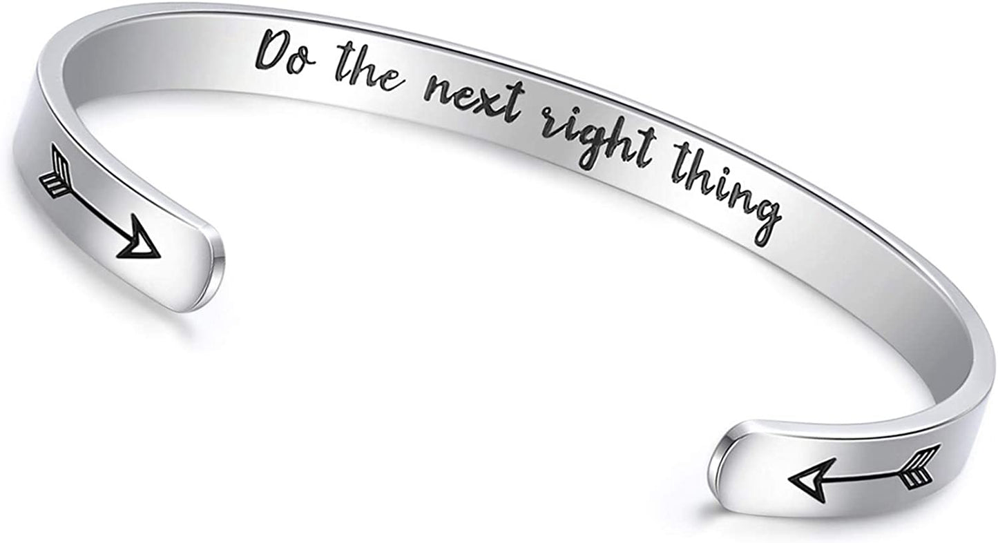 CERSLIMO Inspirational Gifts for Women Bracelet, Personalized Inspire Quotes Cuff Bangle Friendship Jewelry Graduation Encouragement Gift for Her Teen Girls Apparel & Accessories > Jewelry > Bracelets CERSLIMO Do the next right thing  