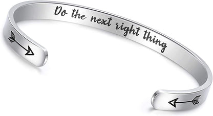 CERSLIMO Inspirational Gifts for Women Bracelet, Personalized Inspire Quotes Cuff Bangle Friendship Jewelry Graduation Encouragement Gift for Her Teen Girls Apparel & Accessories > Jewelry > Bracelets CERSLIMO Do the next right thing  