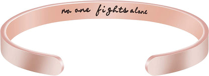 Joycuff Inspirational Bracelets for Women Motivational Gift for Her Sister Mom Daughter Friend Christmas Birthday Thanks Giving Gifts Jewelry for Women Apparel & Accessories > Jewelry > Bracelets LEIFAN JEWELRY No one fights alone - Rose Gold  