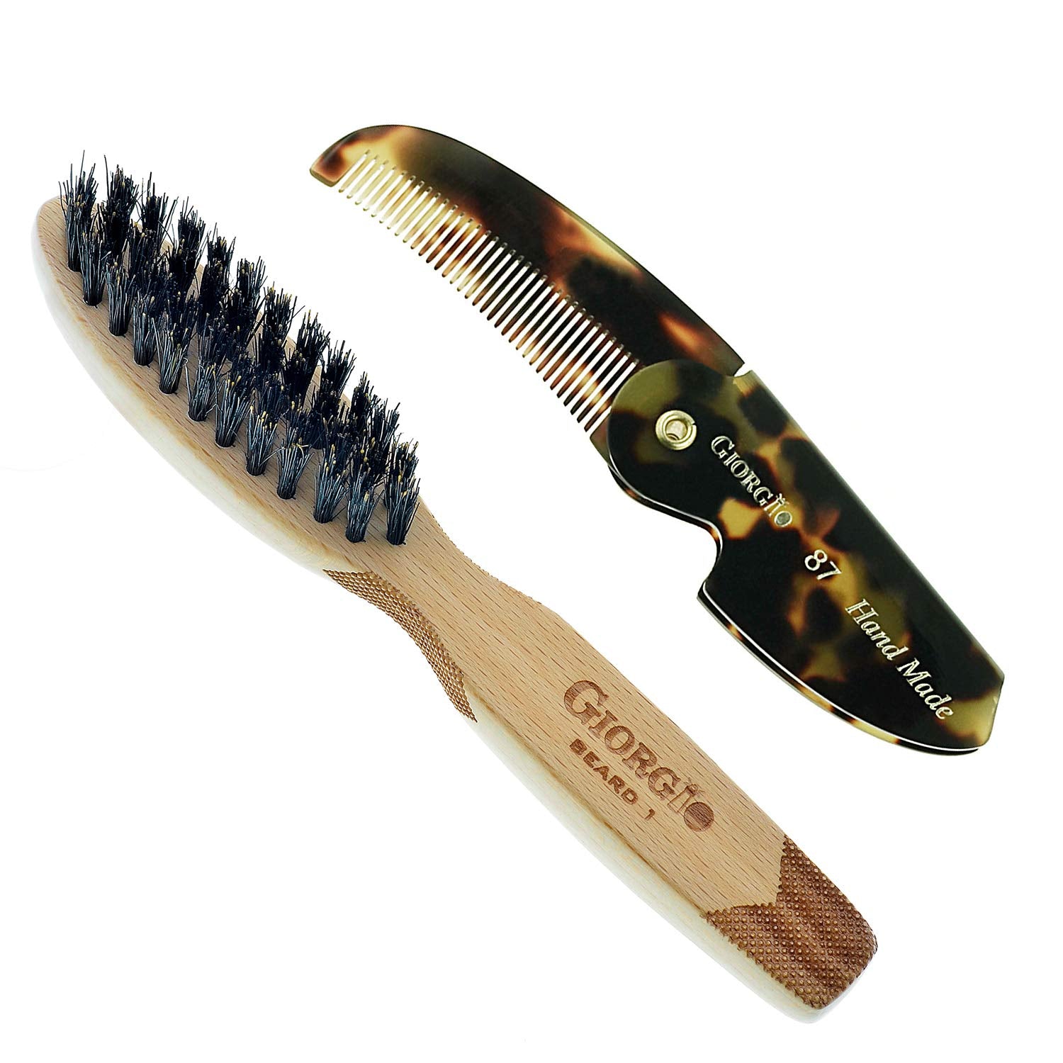 Giorgio G87 4.5 Inch Folding Mustache Comb and Beard Comb, Small Pocket Comb for Men Everyday Grooming and Hair Care. Handmade, Saw-Cut and Hand Polished Styling Men'S Folding Comb. Tokyo Health & Beauty > Personal Care > Hair Care GIORGIO G87 / GBRD1 Beard Bundle 