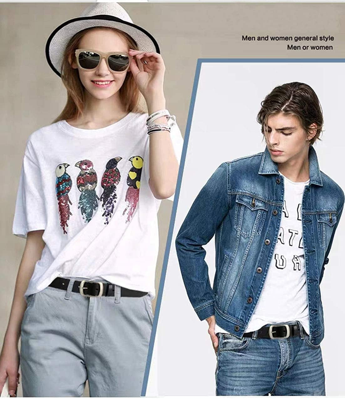 Vonsely Womens Leather Belt for Jeans, Black Leather Waist Belts with Pin Buckles Apparel & Accessories > Clothing Accessories > Belt Buckles VONSELY   