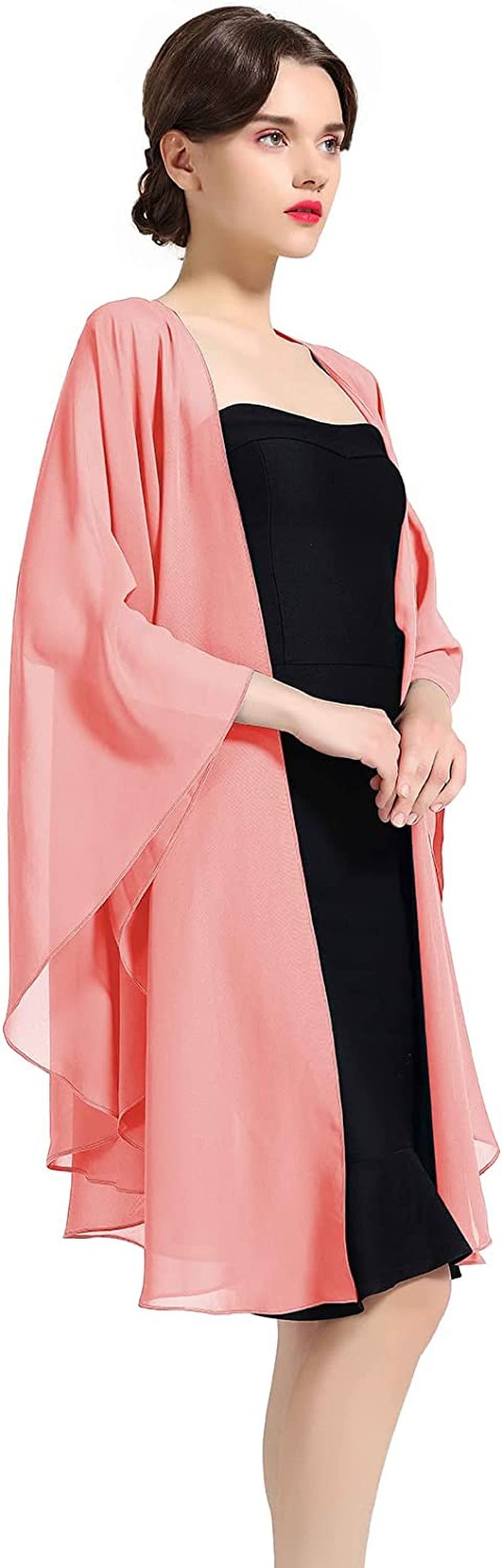 Shawl Wrap Chiffon Scarf for Women Evening Dresses Wedding Stole Black White Blue 25 Colors by BEAUTELICATE Apparel & Accessories > Clothing Accessories > Scarves & Shawls BEAUTELICATE Coral  
