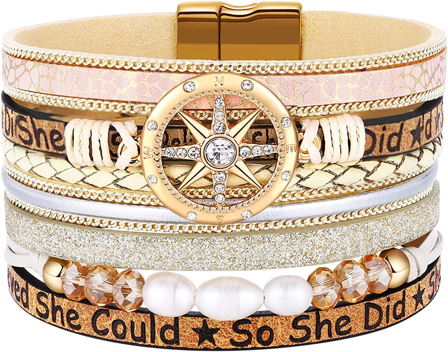 Inspirational Tree of Life Leather Bracelets for Women,Birthday Christmas Mothers Day Jewelry Gifts for Teen Girls Apparel & Accessories > Jewelry > Bracelets AURGTTCG 02-Compass  