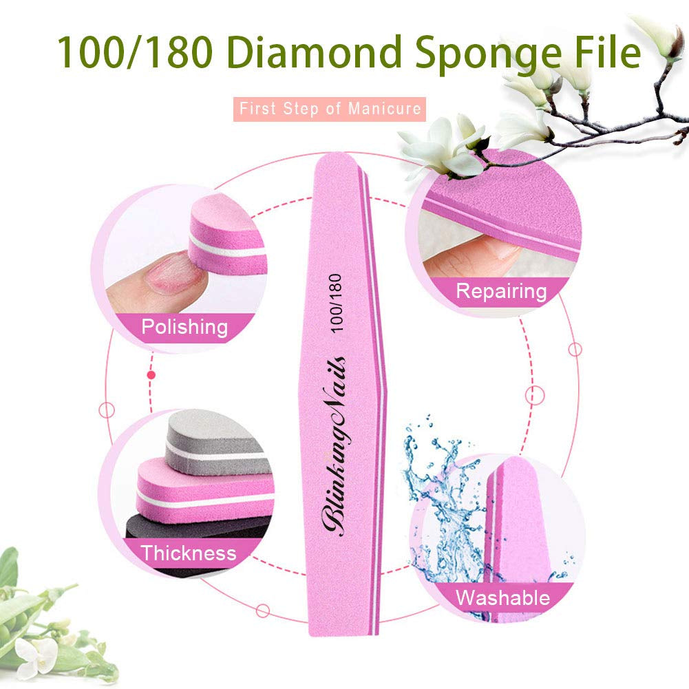 Sponge Nail File and Buffers 10Pcs for Nail Art Care Double Sides Design 100/180 Grit Nail Buffer Professional Manicure Nail Tools Color Gray Health & Beauty > Personal Care > Cosmetics > Cosmetic Tools > Nail Tools BlinkingNails   
