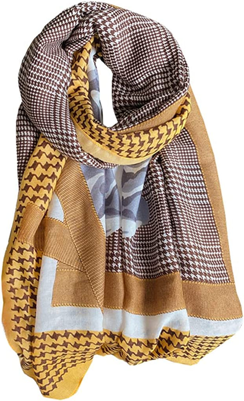 JERLA Women'S Scarves Lady Light Soft Fashion Solid Scarf Wrap Shawl Plaid Scarf Apparel & Accessories > Clothing Accessories > Scarves & Shawls JERLA Yellow and Brown  