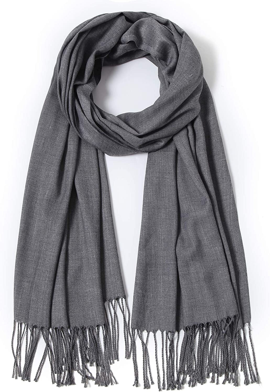 Pashmina Shawls and Wraps Large Scarfs for Women Wedding Party Bridal Long Fashion Solid Shawl Wrap with Fringes Apparel & Accessories > Clothing Accessories > Scarves & Shawls Cindy & Wendy Heather Grey  