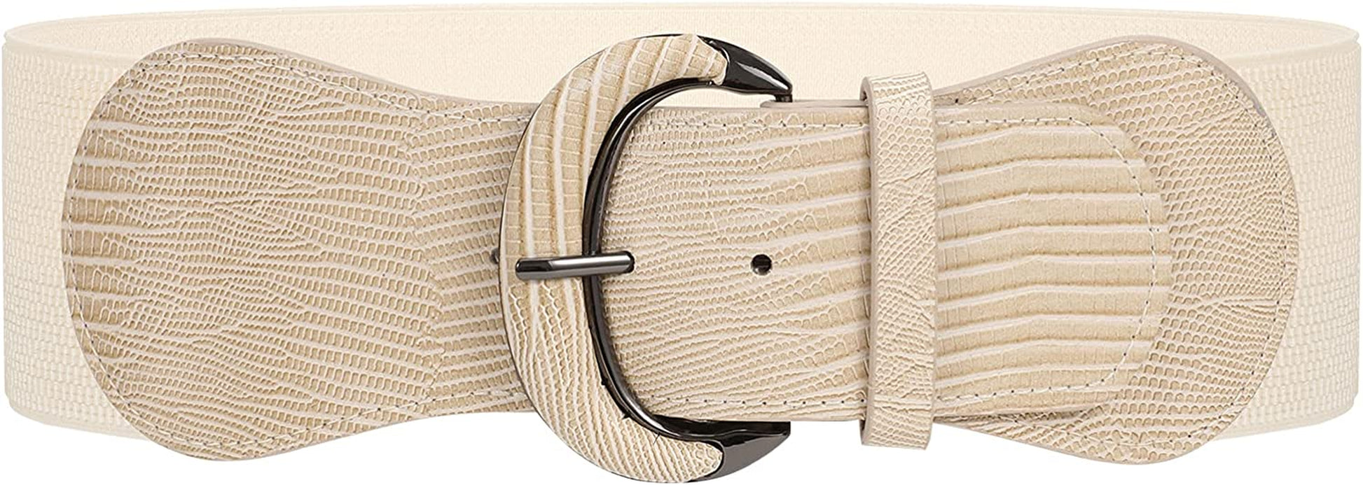 JASGOOD Women Stretchy Wide Waist Belt for Dress Ladies Elastic Belt Hook Buckle Apparel & Accessories > Clothing Accessories > Belts KYLIE MAX I-beige Suit for size 26"-30" 