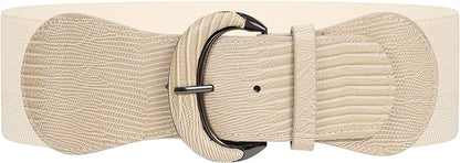 JASGOOD Women Stretchy Wide Waist Belt for Dress Ladies Elastic Belt Hook Buckle Apparel & Accessories > Clothing Accessories > Belts KYLIE MAX I-beige Suit for size 26"-30" 