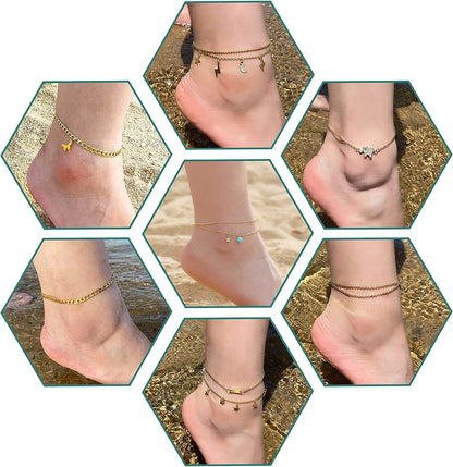 Dainty Anklet Butterfly Elephant 14K Gold Plated Foot Chain Ankle Bracelet Feet Jewelry for Women Apparel & Accessories > Jewelry > Anklets Bestelly   