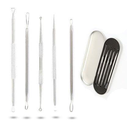 Blackhead Remover Pimple Popper Tool Kit Acne Blemish Pimple Extractor Needle Facial Comedone Clip Blackhead Tweezer for Ingrown Hair Removal 8 Pcs in Metal Case Health & Beauty > Personal Care > Cosmetics > Cosmetic Tools > Skin Care Tools Dr.Pedi 5 Pcs  