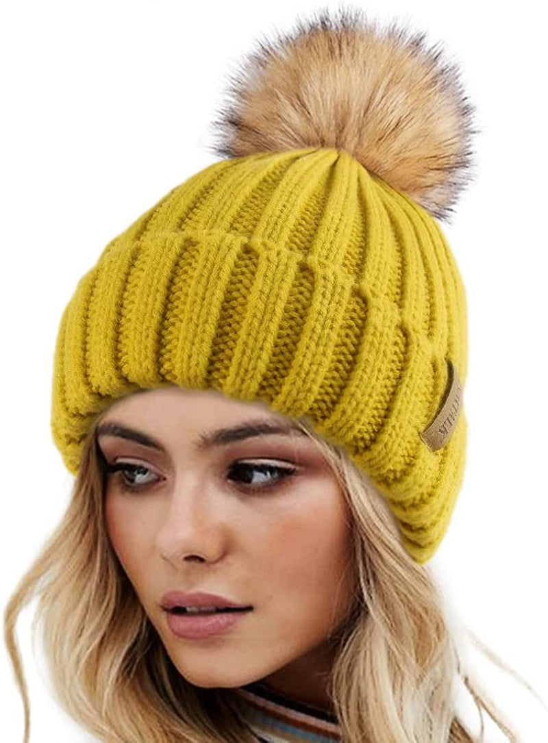 FURTALK Womens Winter Knitted Beanie Hat with Faux Fur Pom Warm Knit Skull Cap Beanie for Women… Apparel & Accessories > Clothing Accessories > Hats KYLIE MAX   