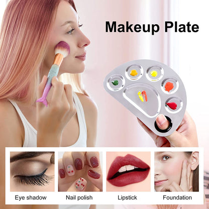 Makeup Palette, Makeup Mixing Palette, Stainless Steel Metal Foundation Palette with Spatula Artist Tool for Mixing Foundation Nail-Art, Cosmetic Mixing Makeup Palette, Makeup Plate, 6×4"/Silver/2Pcs Health & Beauty > Personal Care > Cosmetics > Cosmetic Tools > Makeup Tools LQ-TT-CY-CX   