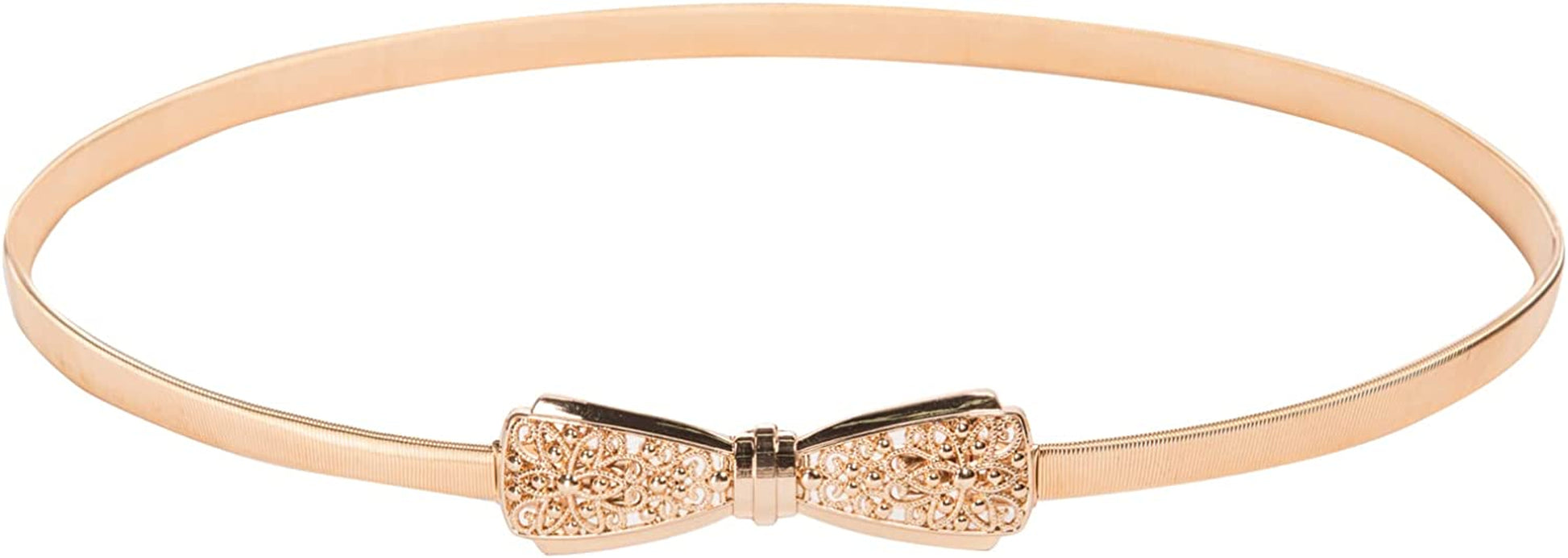 GRACE KARIN Women Skinny Metal Cinch Belt Gold Waistband Elastic Waist Belt CL633 Apparel & Accessories > Clothing Accessories > Belts GRACE KARIN Gold-bow Knot Large 