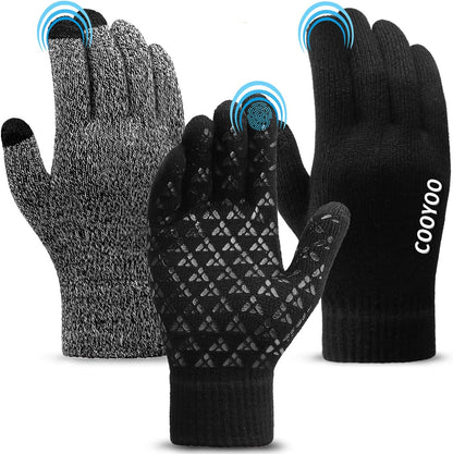 Winter Gloves for Women and Men 1/2/3 Pairs,Upgraded Touch Screen Gloves,Anti-Slip Silicone Gel- Thermal Soft Wool Lining Apparel & Accessories > Clothing Accessories > Gloves & Mittens COOYOO 11-3 Pairs(black/Black/Grey) Medium 