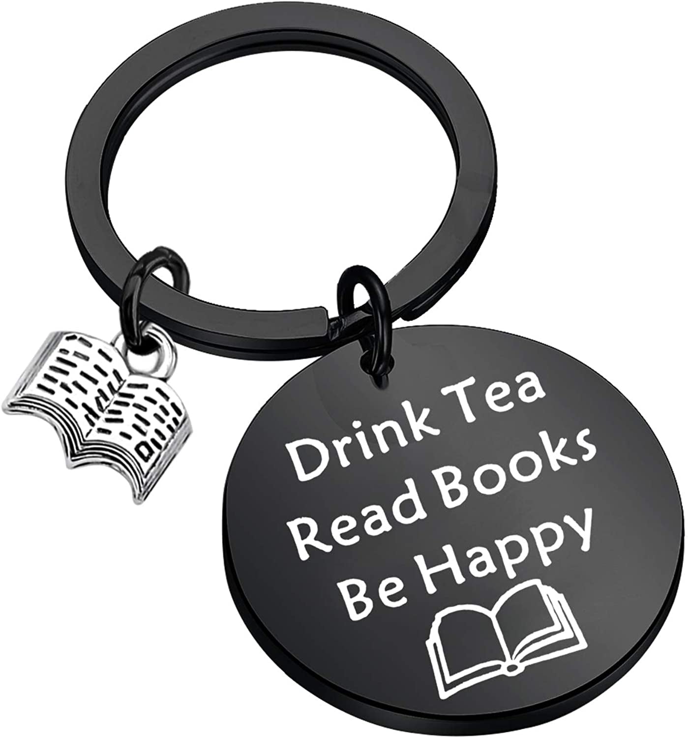 FEELMEM Tea Lovers Gift Drink Tea Read Books Keychain Tea Party Gift Literature Book Lovers Jewelry Gift Apparel & Accessories > Jewelry > Bracelets FEELMEM Drink Black  
