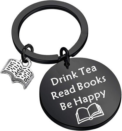 FEELMEM Tea Lovers Gift Drink Tea Read Books Keychain Tea Party Gift Literature Book Lovers Jewelry Gift Apparel & Accessories > Jewelry > Bracelets FEELMEM Drink Black  