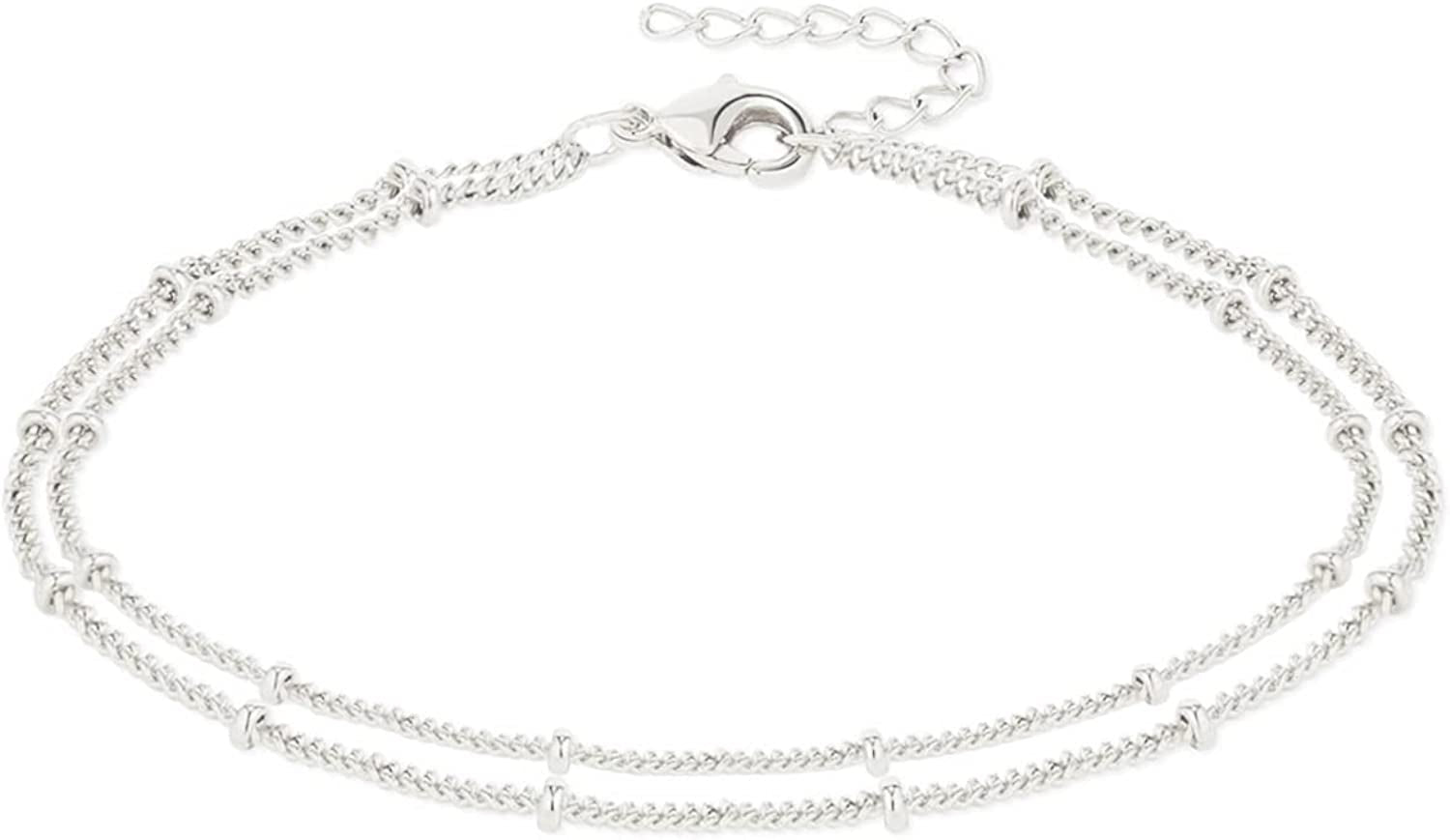 Dainty Gold Chain Anklet,Simple Delicate Figaro Chain Ankelt,Curb Chain Anklet,Coin Chain Anklet,Satellite Chain Anklet,Link Chain Ankle Bracelet,Chain Anklets for Women Apparel & Accessories > Jewelry > Anklets DeScount Silver Layered Satellite  