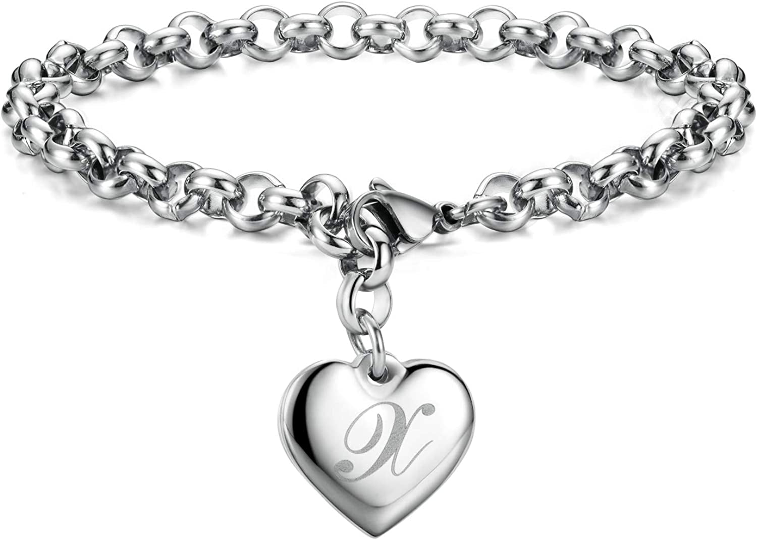 Heart Initial Charm Bracelets for Teen Girls Letters Alphabet Bracelet Jewelry for Girls Gifts for Teenage Girls Apparel & Accessories > Jewelry > Bracelets Monily X  
