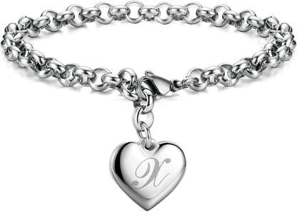 Heart Initial Charm Bracelets for Teen Girls Letters Alphabet Bracelet Jewelry for Girls Gifts for Teenage Girls Apparel & Accessories > Jewelry > Bracelets Monily X  