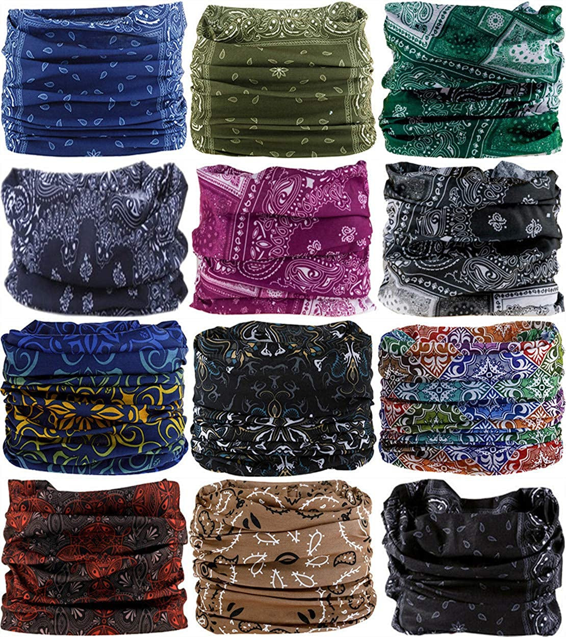 VANCROWN Neck Gaiter Headband Headwear Head Wrap Face Mask Magic Scarf Bandana for Men and Women Apparel & Accessories > Clothing Accessories > Bandanas & Headties VANCROWN 12pcs.arabesque.1  
