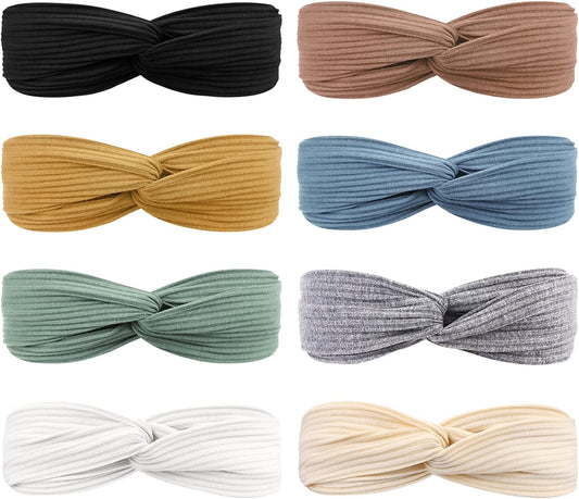 DRESHOW 8 Pack Headbands for Women Criss Cross Vintage Head Wrap Boho Headband Twisted Elastic Hair Accessories Apparel & Accessories > Clothing Accessories > Bandanas & Headties DRESHOW   