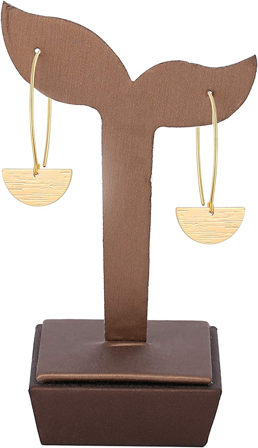 Geometric Drop Dangle Earrings Boho Statement Long Hoops Brushed 18K Gold Half Moon Hollow Circle Lightweight Earrings for Women Mother'S Day Gift Apparel & Accessories > Jewelry > Earrings POTESSA   