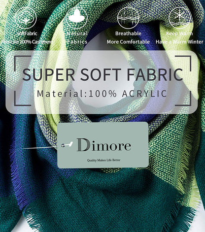 Dimore Trendy Plaid Blanket Scarf Women Big Oversized Long Scarves Apparel & Accessories > Clothing Accessories > Scarves & Shawls Dimore   