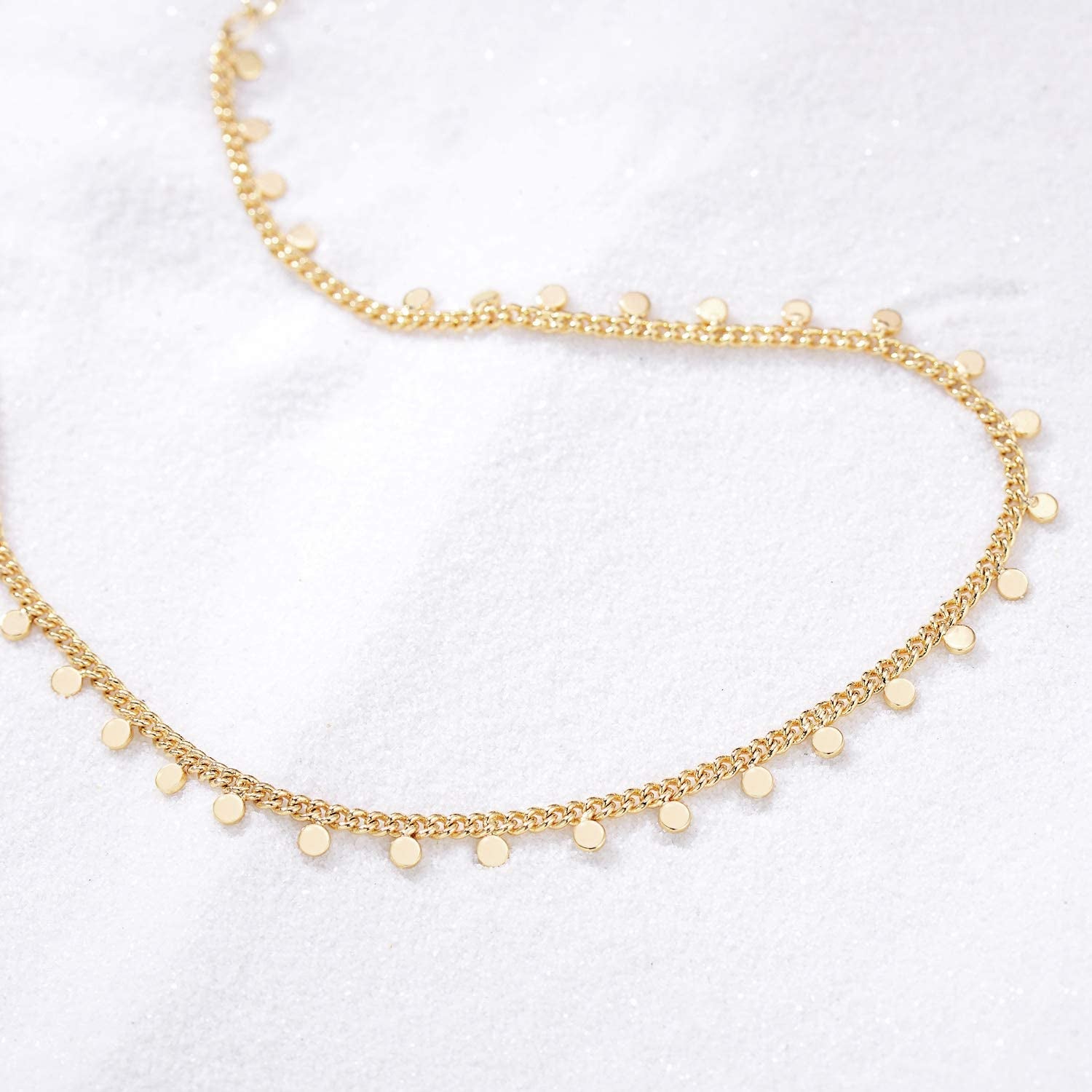 Women Dainty Anklet,14K Gold Plated Satellite Anklet Double Layered Cute Beads Chain Tassel Coin Disc Heart Summer Ankle Bracelet Boho Beach Foot Chain Apparel & Accessories > Jewelry > Anklets Befettly   