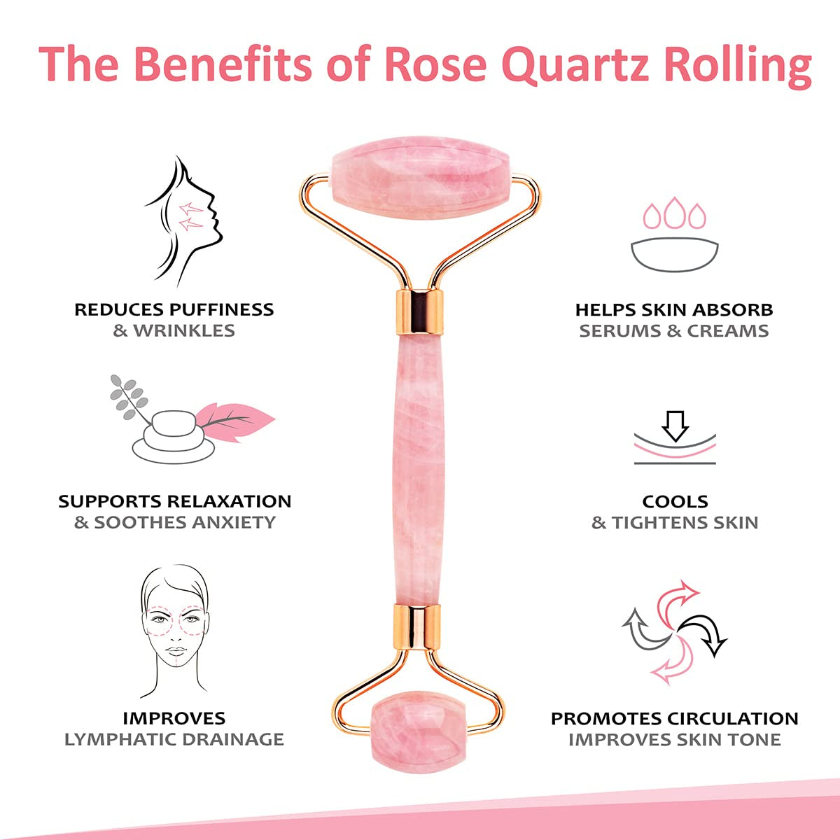 Rose Quartz Face Roller & Gua Sha | Eternal Allure 3-In-1 Jade Roller with Detailed Instructions Guide, Self Care Tools for Puffy Eyes, Face, Neck, Lymphatic Drainage, Fine Lines and Wrinkles - Includes Travel Pouch plus Mini Gua Sha Health & Beauty > Personal Care > Cosmetics > Cosmetic Tools > Skin Care Tools Eternal Allure   