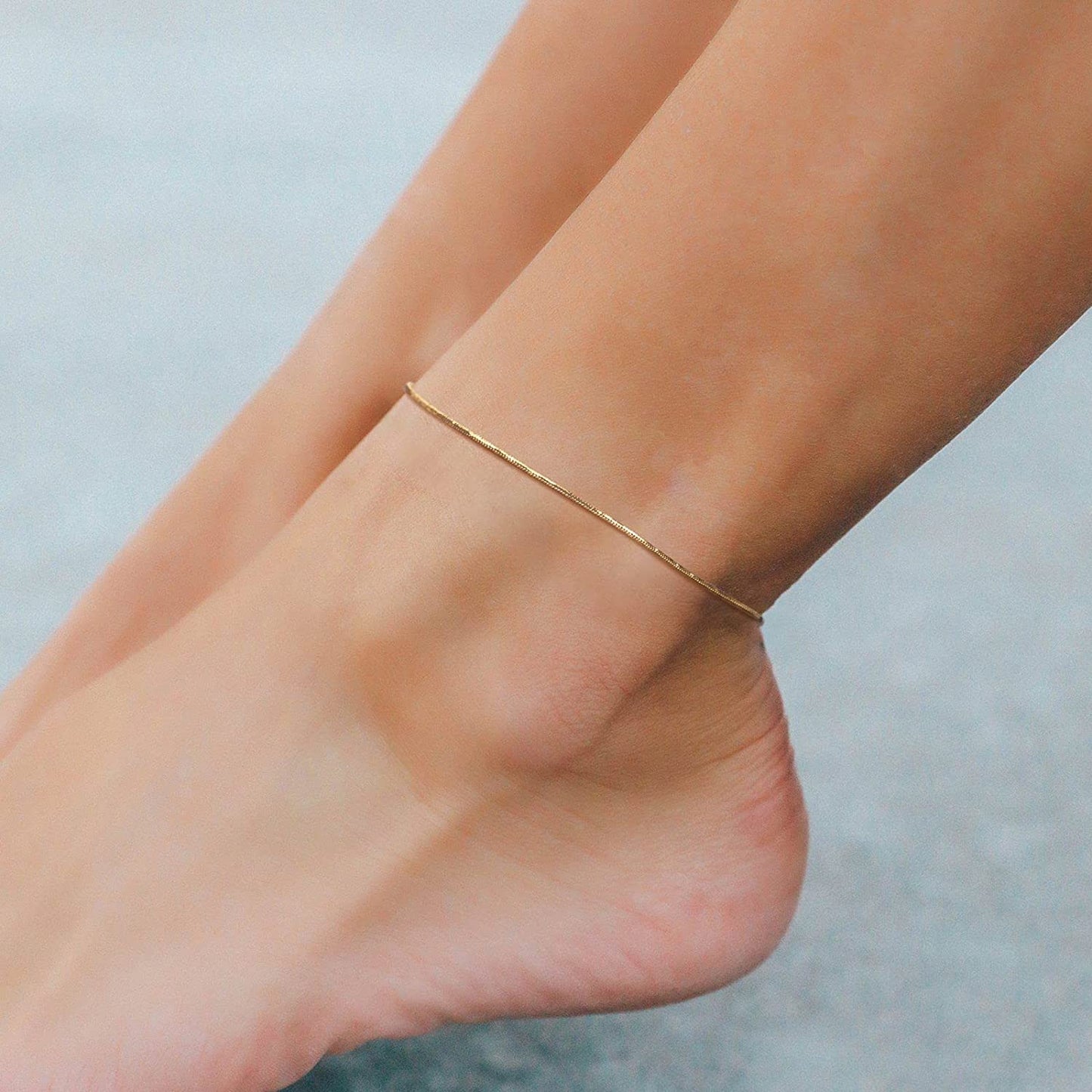 OSIANA 18K Gold Snake Chain Anklet – 1.3Mm Thin, Dainty, Gold Plated Copper Jewelry for Women & Men with Lobster Clasp Apparel & Accessories > Jewelry > Anklets OSIANA   