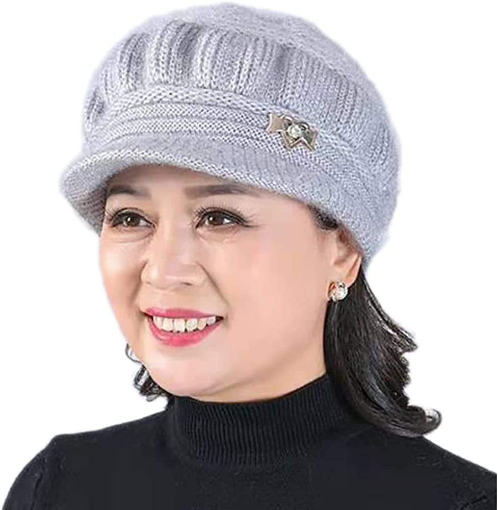DANMY Women'S Winter Hat, Fleece Lined Womens Beanie Hat, Middle-Aged and Old Warm Earmuff Hat for Women Apparel & Accessories > Clothing Accessories > Hats DANMY Gray One Size 