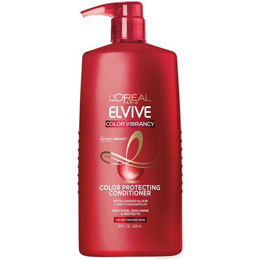 L'Oreal Paris Elvive Color Vibrancy Protecting Conditioner, for Color Treated Hair, Conditioner with Linseed Elixir and Anti-Oxidants, for Anti-Fade, High Shine, and Color Protection, 28 Fl Oz Health & Beauty > Personal Care > Hair Care L'Oreal Paris Conditioner  