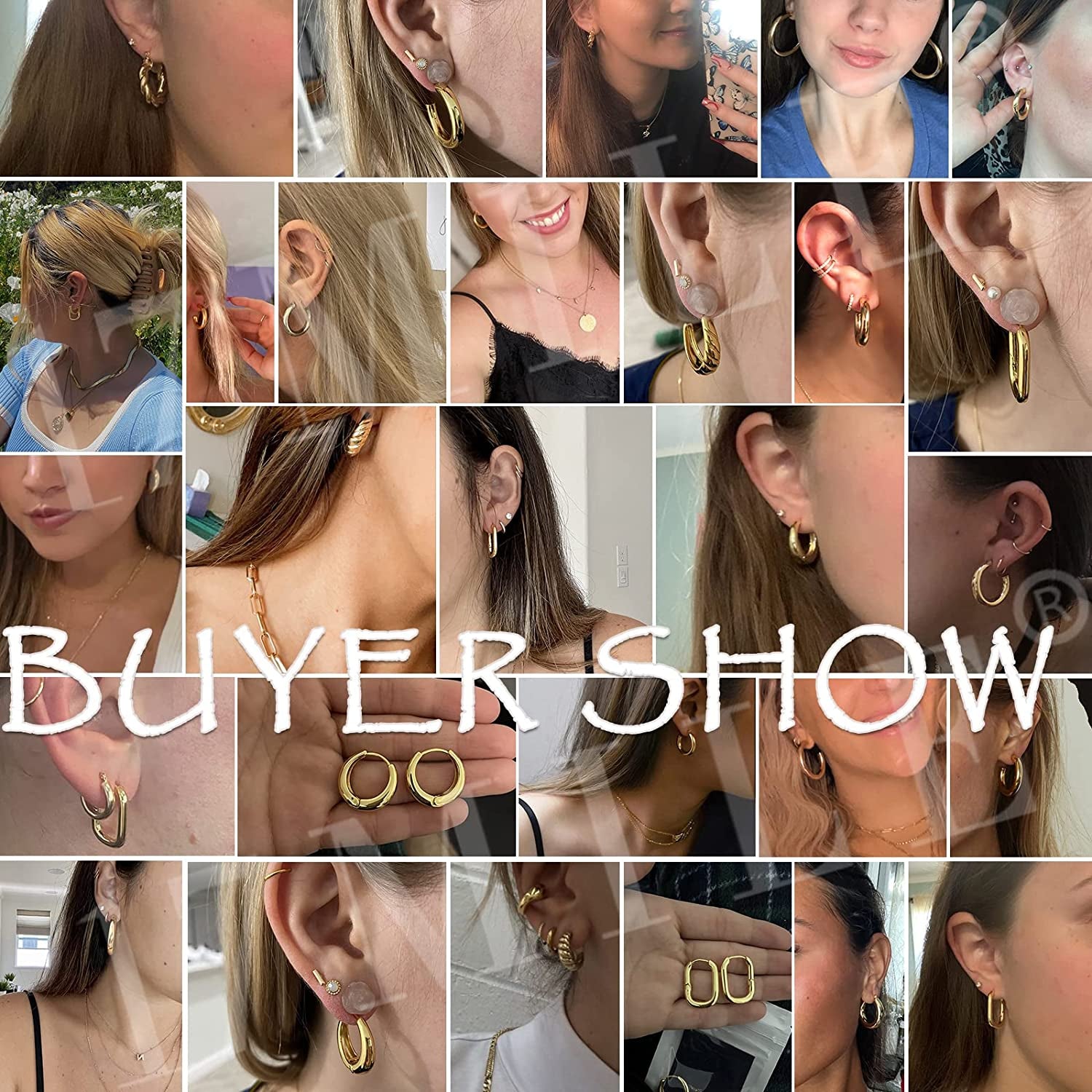Gold Hoop Earrings Set for Women, 14K Gold Plated Lightweight Hypoallergenic Chunky Open Hoops Set for Gift Apparel & Accessories > Jewelry > Earrings KYLIE MAX   