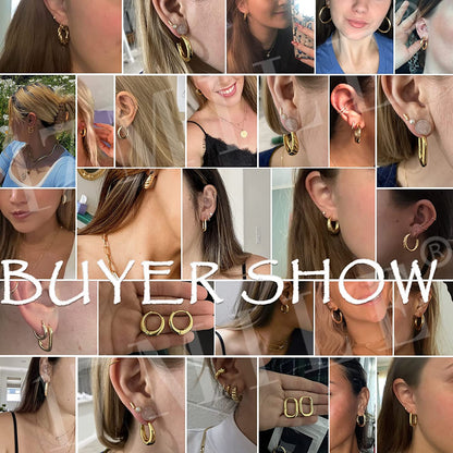 Gold Hoop Earrings Set for Women, 14K Gold Plated Lightweight Hypoallergenic Chunky Open Hoops Set for Gift Apparel & Accessories > Jewelry > Earrings KYLIE MAX   