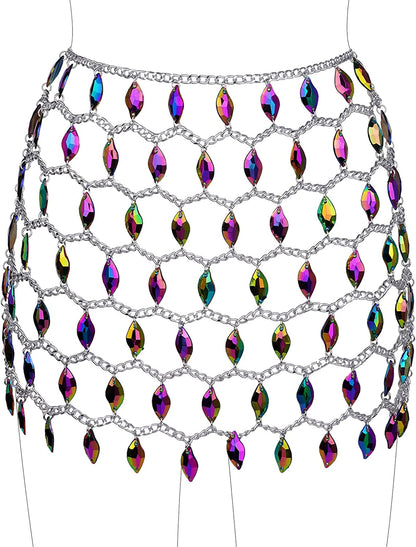 Ccbodily Crystal Body Chain Dress - Boho Layered Body Waist Belly Chain Skirt Festival Jewelry for Women Apparel & Accessories > Jewelry > Body Jewelry CCbodily BDG0090  