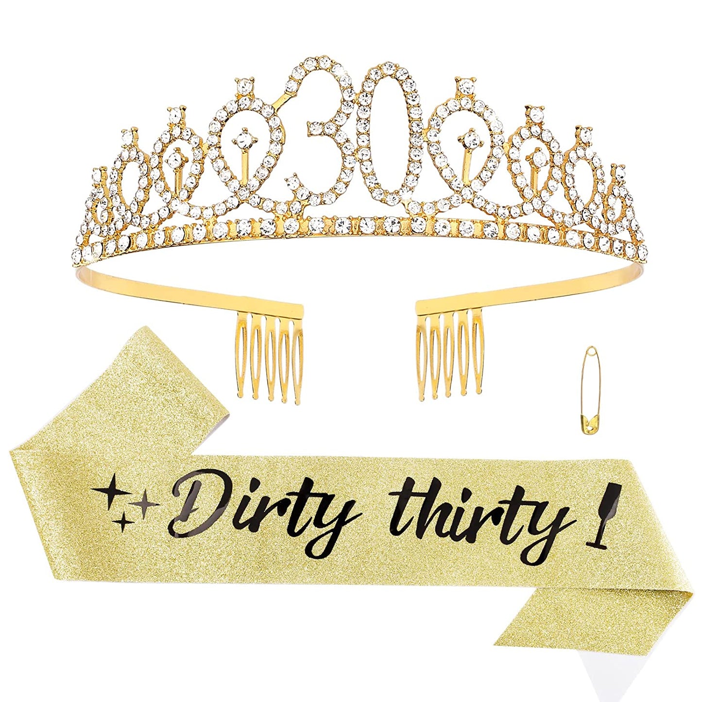 Sweet 16 Birthday Decorations Purple, 16Th Birthday Gifts for Girls, Sweet 16 Crown and Sash, 16Th Birthday Sash, Sweet 16 Sash and Tiara, Birthday Girl, Happy 16Th Birthday Party Supplies Cake Topper Apparel & Accessories > Clothing Accessories > Sashes CIEHER 30th Sash & Tiara Set-4  