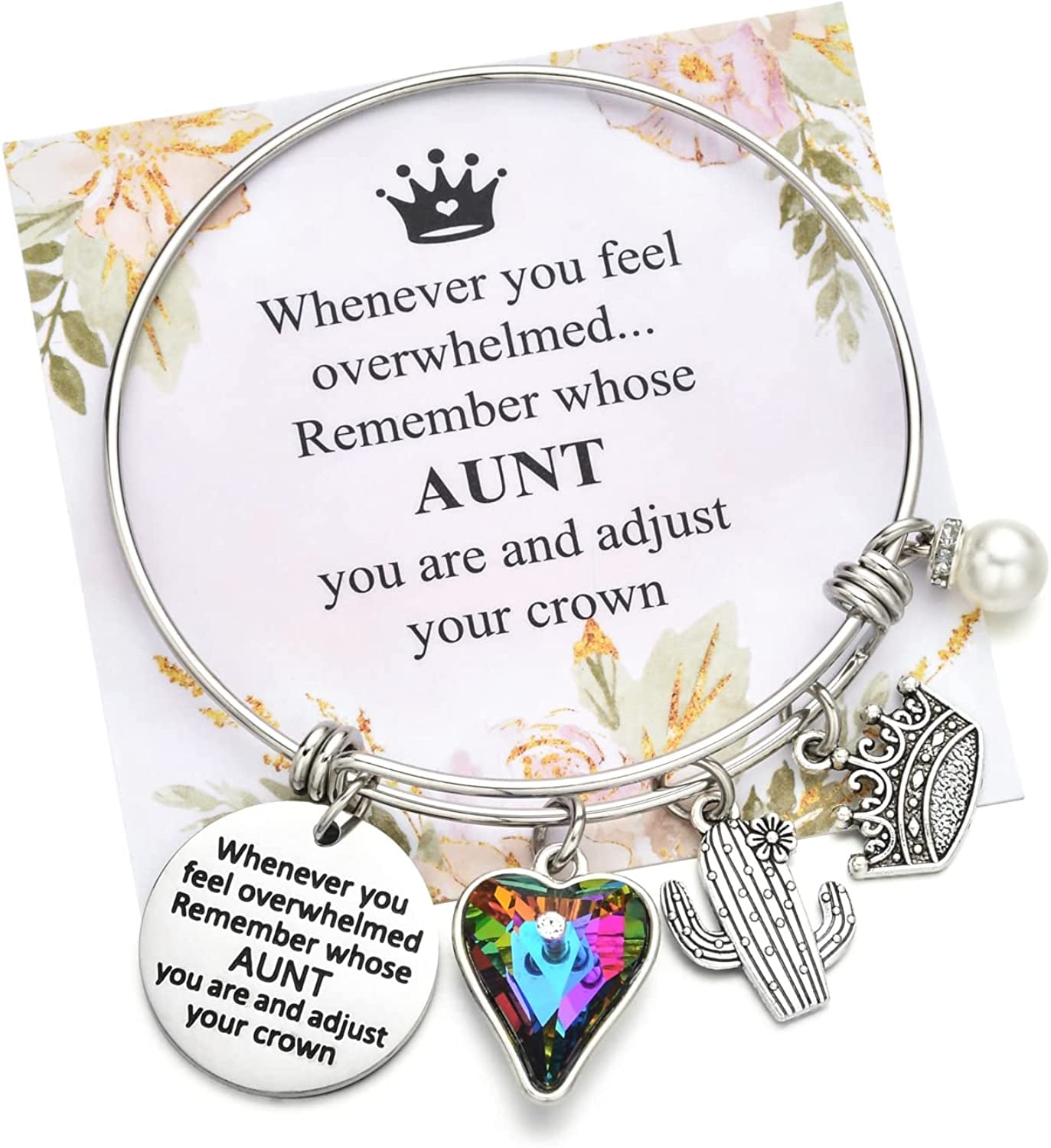 Inspirational Charm Bracelets Gifts for Aunt Mom Godmother Grandma Niece Sister Goddaughter Daughter Granddaughter Best Friend, Birthday Bangle Jewelry Gifts for Women and Teen Girls Apparel & Accessories > Jewelry > Bracelets Miss Pink Aunt  