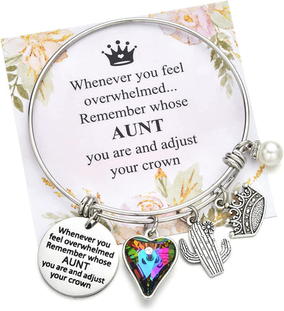 Inspirational Charm Bracelets Gifts for Aunt Mom Godmother Grandma Niece Sister Goddaughter Daughter Granddaughter Best Friend, Birthday Bangle Jewelry Gifts for Women and Teen Girls Apparel & Accessories > Jewelry > Bracelets Miss Pink Aunt  