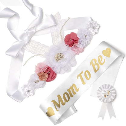 Baby Bee Baby Shower Mommy Sash Pregnancy Sash Keepsake Baby Shower Flower for Gender Reveal (Royal Blue) Apparel & Accessories > Clothing Accessories > Sashes Baby Noah Lace White  