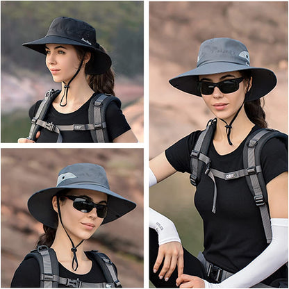 IYEBRAO 2 Pack Womens Ponytail Sun Hat UV Protection Bucket Hats Foldable Wide Brim Summer Boonie Beach Cap Fishing Hiking Apparel & Accessories > Clothing Accessories > Hats 29 IYEBRAO   