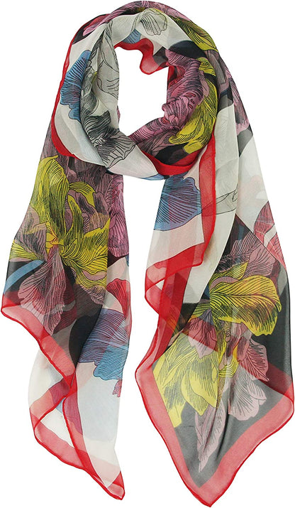 Long Chiffon Sheer Scarf Gradient - Pantonight Shaded Colors Lightweight Scarf for Womens Apparel & Accessories > Clothing Accessories > Scarves & Shawls PANTONIGHT Red 718  