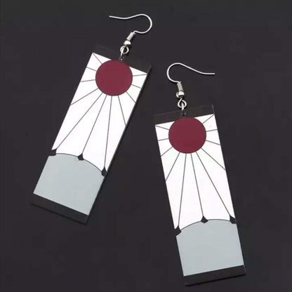 Demon Slayer Tanjiro &Hanafuda Earrings, Acrylic Earrings, Kimetsu No Yaiba Cosplay Anime Earrings Apparel & Accessories > Jewelry > Earrings FunMular   