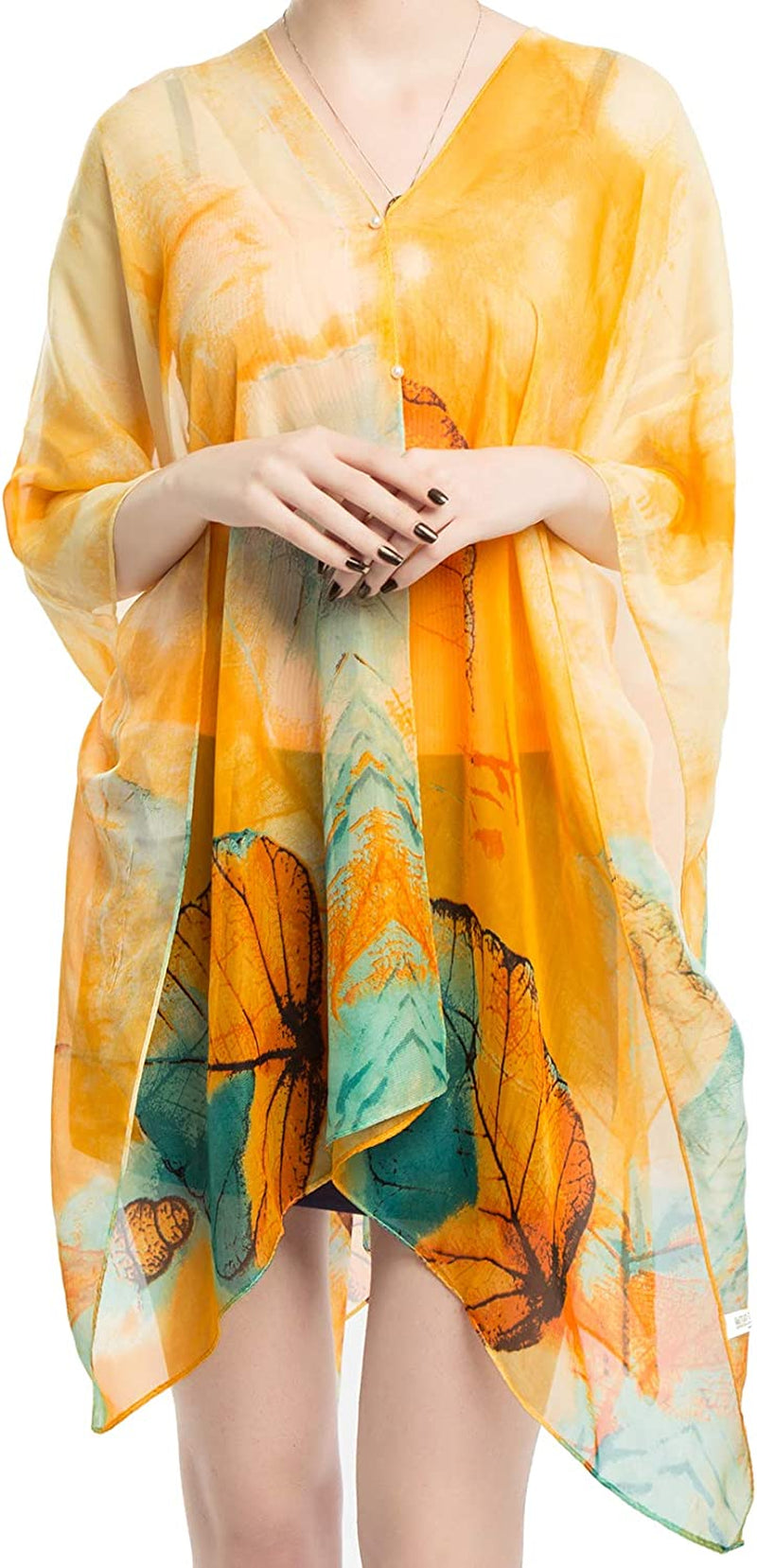 Women'S Chiffon Scarve Shawls Wraps Qunsia Floral Poncho Bikini Cover up Tops Apparel & Accessories > Clothing Accessories > Scarves & Shawls Qunsia   